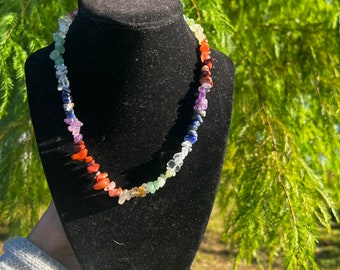 Collar de cristal de los 7 chakras hecho a mano - Amuleto bohemio curativo