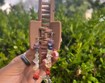 Beige 7 Chakra Claw Clip- accesorio para el cabello, encanto para el cabello, pinza para el cabello, pinza para el cabello boho, accesorio para el cabello hecho a mano