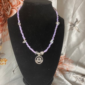 Lotus Crystal Necklace- dainty necklace, beaded necklace, charm necklace, handmade necklace, gift for him, gift for her, boho necklace