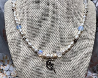 Collar de hadas: collar de cristal, collar de semillas, collar hecho a mano, regalo para ella, collar boho, collar de encanto, collar personalizado