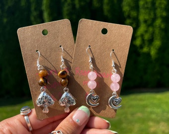 Pendientes de cristal: pendientes de cristal, pendientes colgantes, pendientes de piedras preciosas. ganchos de plata de ley, pendientes boho, pendientes hippie
