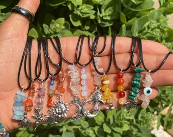 Collar de cristal: regalo para ella, regalo para él, collar bohemio, collar con dijes, collar personalizado, collar curativo, collar hecho a mano.