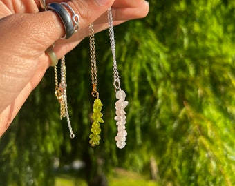 Collar de gota de chip de cristal: regalo para ella, regalo, para él, collar boho, plata u oro, collar personalizado, collar curativo, collar hecho a mano