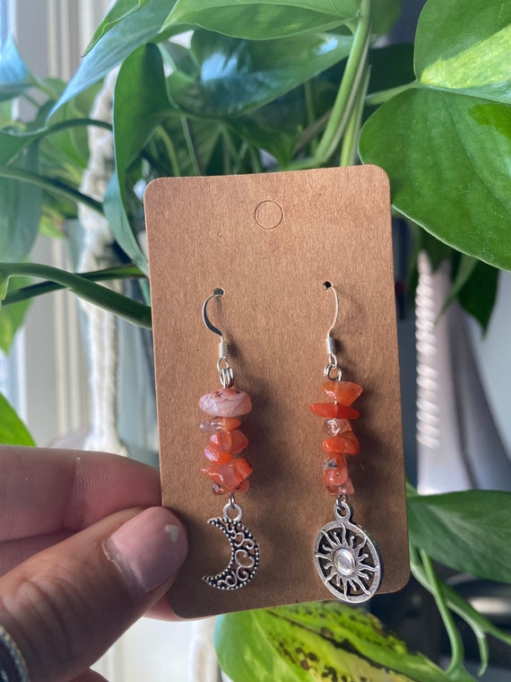 Sun and Moon Dangle- Crystal Earrings, Dangle Earrings