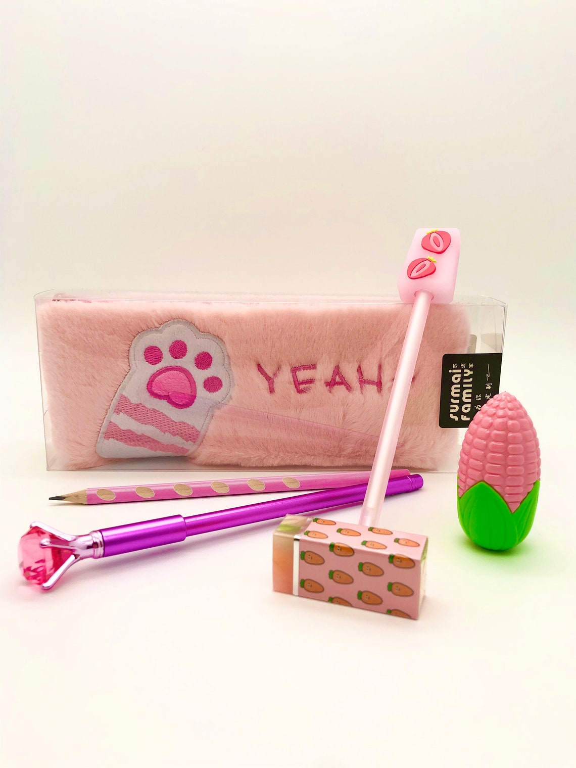 Cute Paw Fluffy Pencil Case Gift Set... so Kawaii Etsy