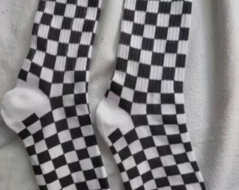 Traditional classic Checkered  punk rock skateboard hip hop cool long socks