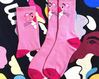 Say Pink UK 7-11 Happy Socks x Pink Panther Men's Crew Socks Smile Pretty 