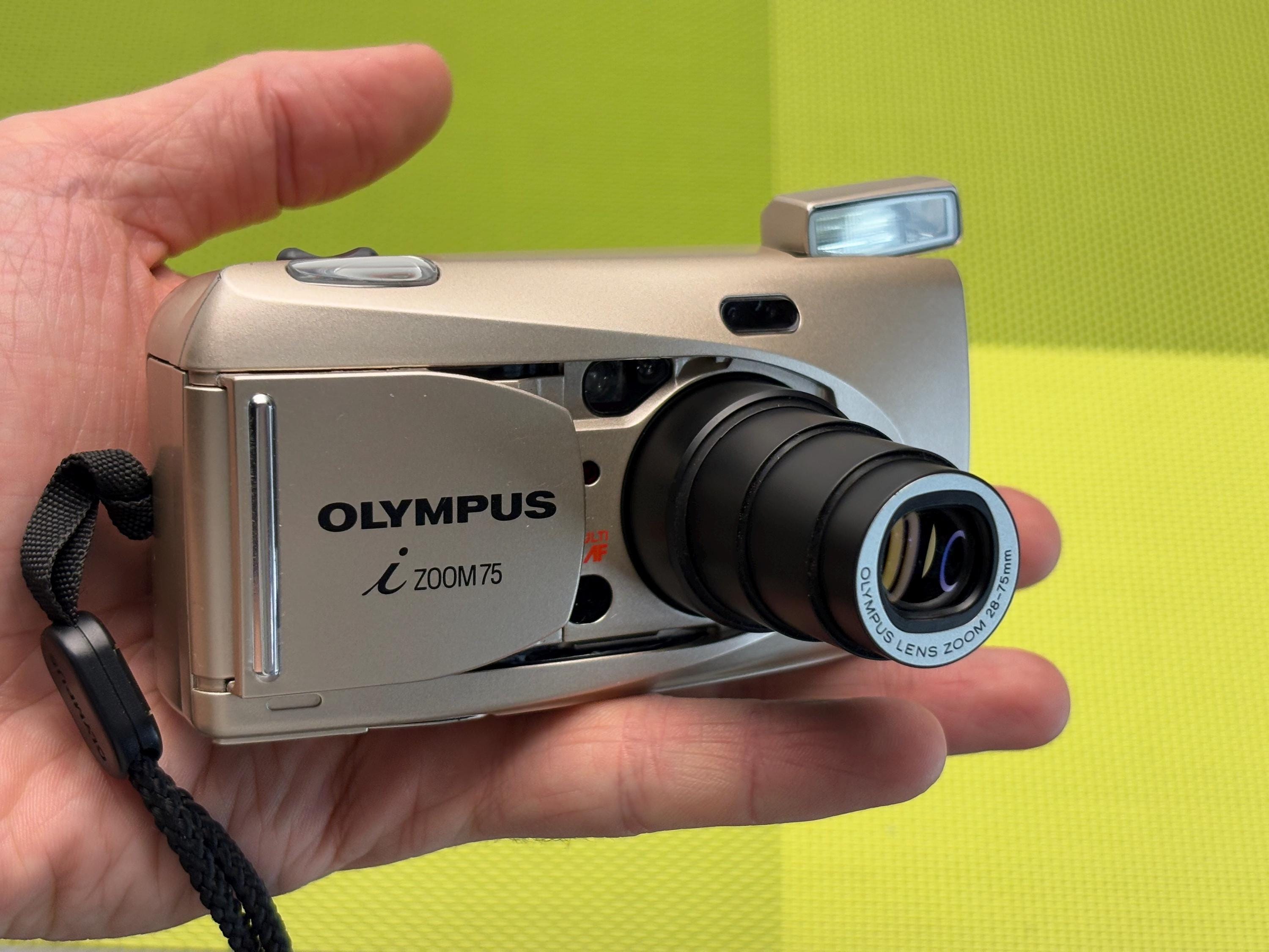 Vintage Olympus I Zoom 75 35mm Film Camera With Box – Fully Tested