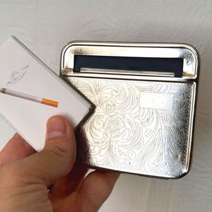 Soviet Set Make a cigarette Roll-up Cigarette rolling machine Cigarette case Roll-up Metal cigarette rolling machine and cigarette paper USSR