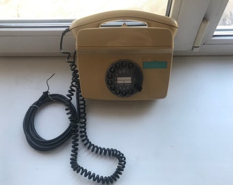 Fully working,telephone for the wall.Retro Rotary Phone Siemens wall beige Telepone Germany 90s Vintage telephone Siemens NEC 302 USSR