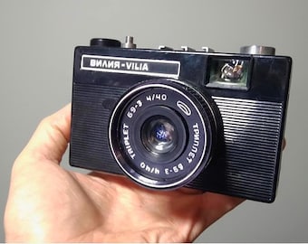 VILIA Radziecki aparat fotograficzny 35 mm, zabytkowy aparat fotograficzny Vilia, BELOMO Kolekcjonerski aparat fotograficzny, Aparat fotograficzny retro, Aparat fotograficzny
