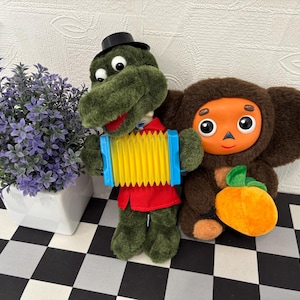 Set Cheburashka and Crocodile Gena, Crocodile Gena, Vintage toy, Plush toy Cheburashka Retro. Cheburashka, Cheburashka Cartoon, toy