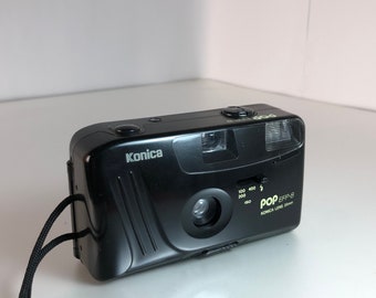 Very rare camera, popular camera, ussr, 35 mm Point, shooting Camera kit, Konica , wrist strap, Konica POP EFP-8