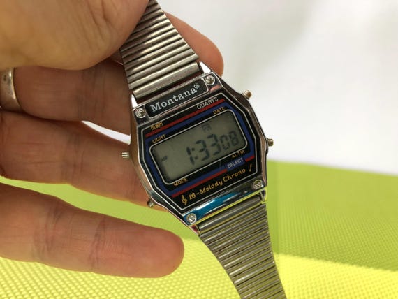 MONTANA Working ,men's Watch Old, LCD Dial Wrist ,watch 80s