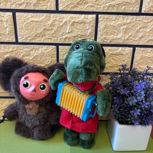 Set Cheburashka and Crocodile Gena, Crocodile Gena, Vintage toy, Plush toy Cheburashka Retro. Cheburashka, Cheburashka Cartoon, toy