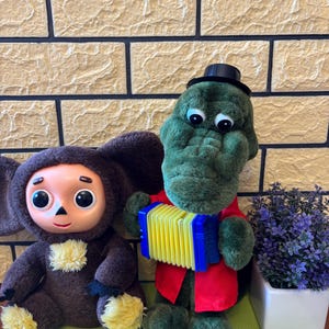 Set Big Cheburashka and Big Crocodile Gena, Crocodile Gena, Vintage toy, Plush toy Cheburashka Retro. Cheburashka, Cheburashka Cartoon, toy