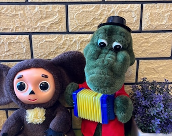 Set Big Cheburashka and Big Crocodile Gena,Crocodile Gena,Vintage souvenir,Plush souvenir Cheburashka Retro Cheburashka,Cheburashka Cartoon