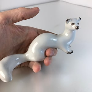 Vintage porcelain figurine,Soviet ceramics,Vintage decor,White animal,Weasel figurine,home decor,Collectible ermine,collectible souvenir