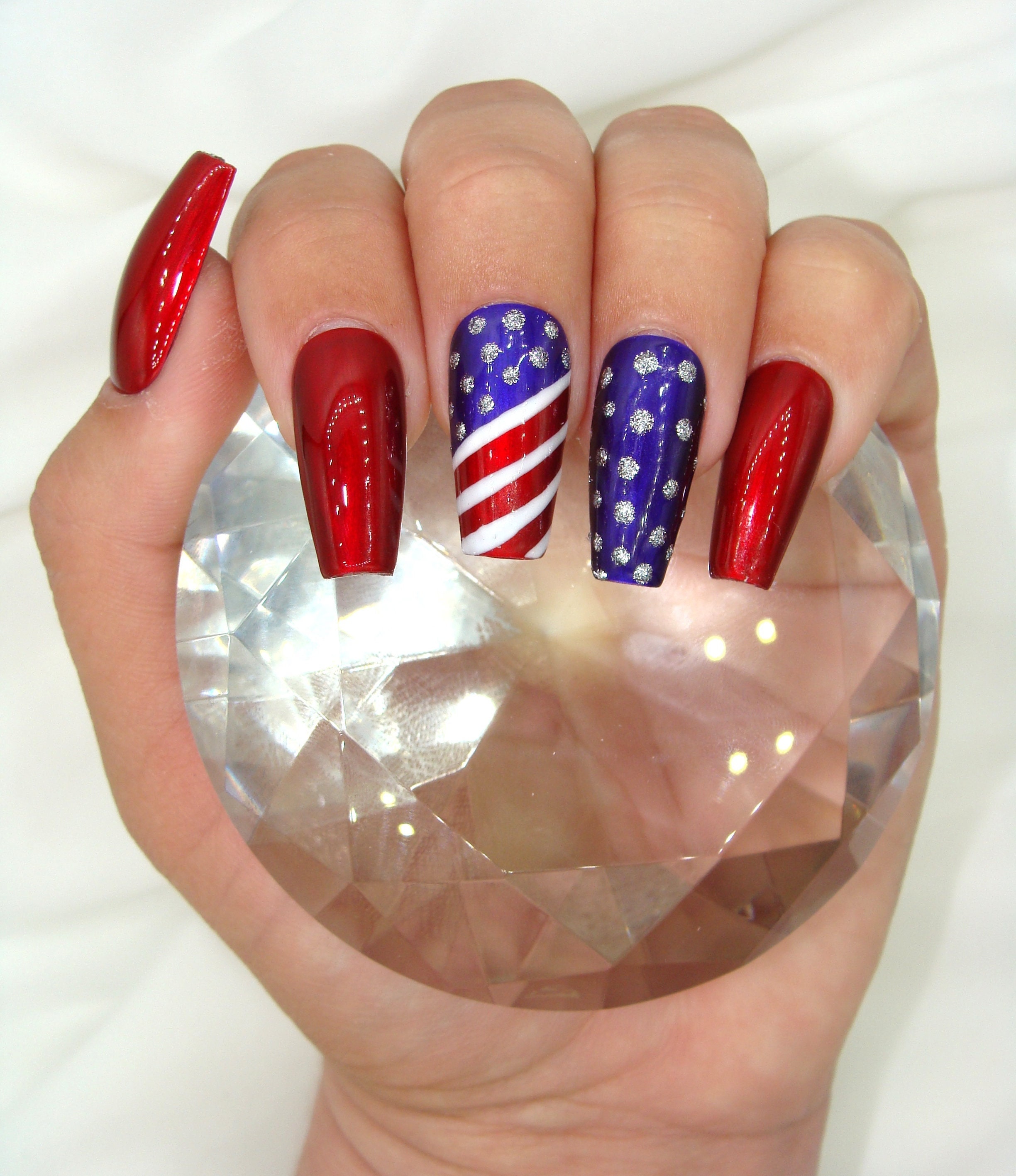 4th of July Nails Luxury Press On Nails Apres Gel Press - Etsy 日本