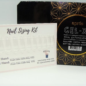 Apres Nail Sizing Kit | Sample | Find Your Size | Nail Measurement | How to Measure Nails | 2019 Version | Whole sizes only (unless stated)