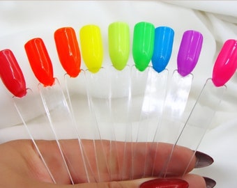 Neon Press On Nails | Bright Highlight Nail Colors | Summer Shades | Luxury nails | Starter Set | Rainbow nails