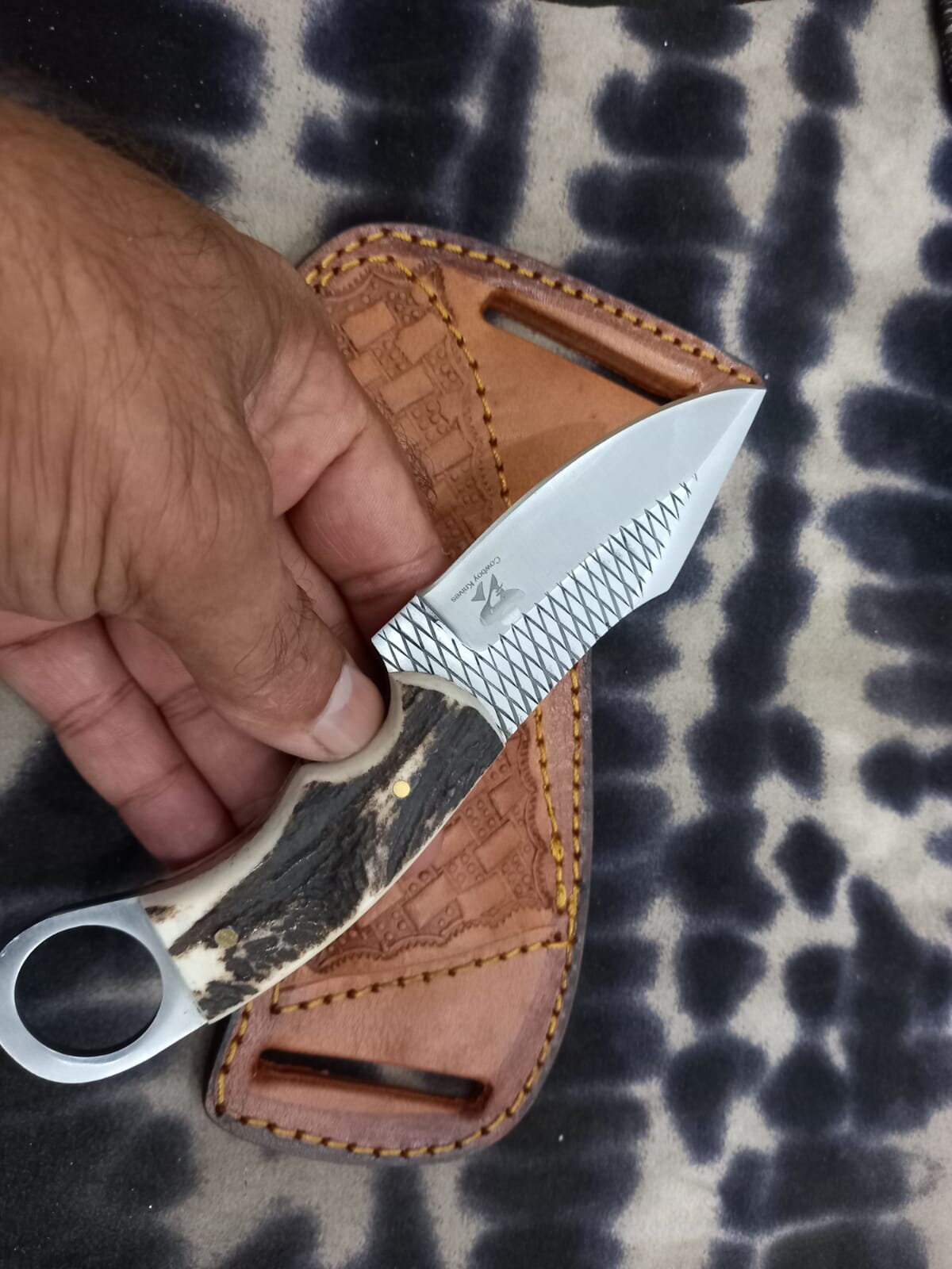 Artisan Cowboy Knife with Leather Sheath – 7.75
