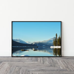 PNW Lake Wenachee in Winter, Printable Wall Art, Digital Photography for Print, High Resolution Image, Gift for Holiday or Birthday