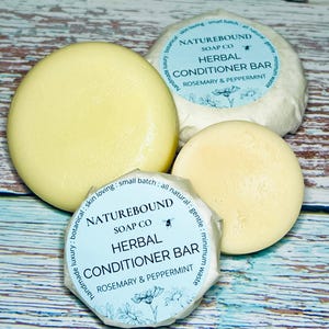 SOLID CONDITIONER BARS-all natural herb-infused hair conditioning with rosemary and peppermint essential oils
