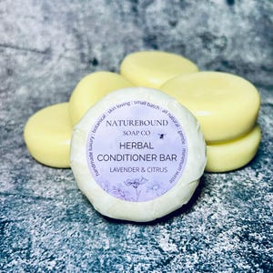 SOLID CONDITIONER BARS-all natural herb-infused hair conditioning with lavender and citrus essential oils