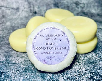 SOLID CONDITIONER BARS-all natural herb-infused hair conditioning with lavender and citrus essential oils