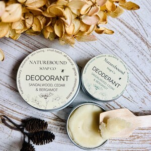 Déodorant au bois de santal et au cèdre, pâte naturelle à l'huile essentielle de bergamote, sans propylène glycol et sans aluminium