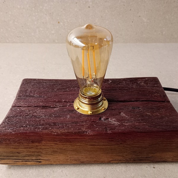 Lampe à poser, lampe de chevet, de table, en bois (chêne)