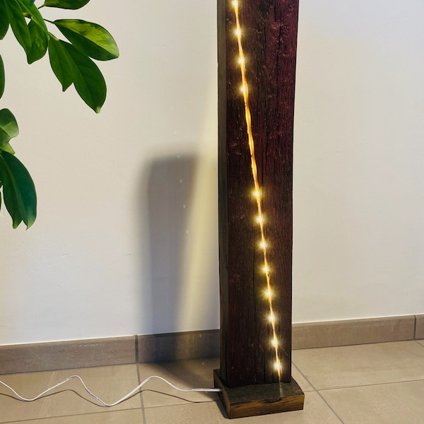 Lampe sur pied, lampe d'ambiance, luminaire en bois à poser. Chêne - LED