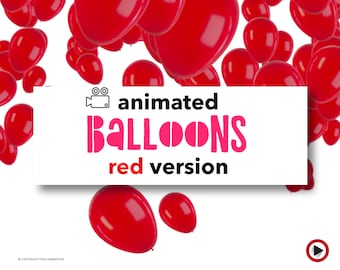 Valentines video, Red balloons overlay, Animated video overlay, Balloon clipart, Lovers art, Video invitation, Valentines day balloons video