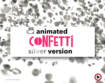 Silver confetti overlay, Wedding video overlay, Silver confetti clip art bundle, Animated confetti, Bridal shower invitation, stream overlay
