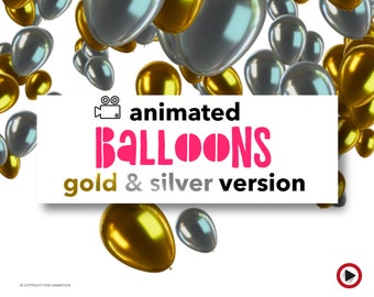 Wedding video balloons overlay animations, Gold and Silver, Bridal shower party, video invitations, Animated balloons digital backdrop