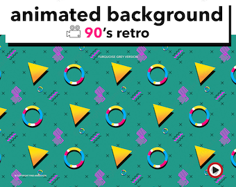 90s Retro animated background pattern,  Background animation video, Looping digital backdrop, Geometric shapes, Video effect, Youtube intro