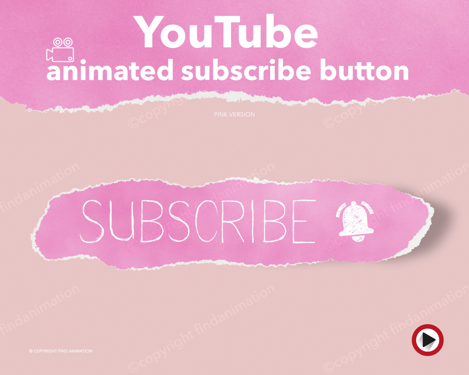 Pink Youtube Subscribe Button Animation Torn Paper Overlay Etsy