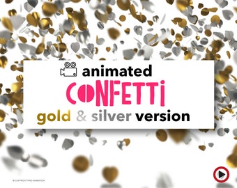 Gold silver confetti overlay video, Animated confetti clip art bundle, Wedding video overlay, Bridal shower invite template, Youtube overlay