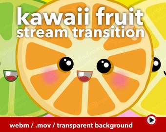 Kawaii twitch overlay, Twitch stinger transition, Twitch animated overlay, Stream transition stinger, Kawaii stream overlay, Kawaii fruit