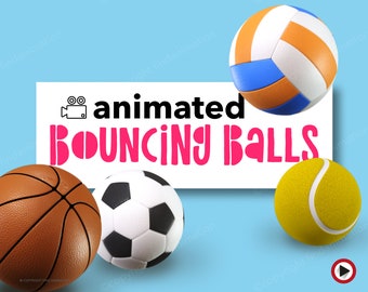 Sport clipart, Animated clip art bundle, Bouncing ball, basketball clip art, Tennis clipart, Video overlay, Animated graphic, Business tools