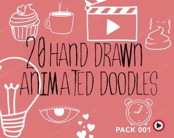 Hand drawn clip art bundle, Animated Doodle Art, Doodle clipart, Hand drawn icons pack, Business icons, Video overlay, Business tools,