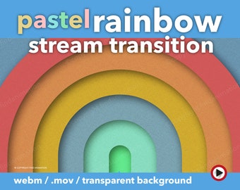 Pastel rainbow twitch overlay, Twitch transition animated stream overlay, OBS stream transition stinger, Kawaii twitch overlay, Gamer girls