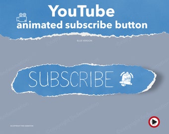 Subscribe Button Animations for Youtube, Youtuber Paper Animated Subscriber, Channel art videos, iMovie, Digital download, Transparent
