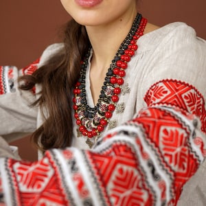 Linen peasant blouse with Ukrainian embroidery. Vyshyvanka modern blouse. IN STOCK