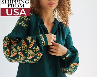 Ukrainian traditional embroidered vyshyvanka. Gift for mum. Last size XS in stock!