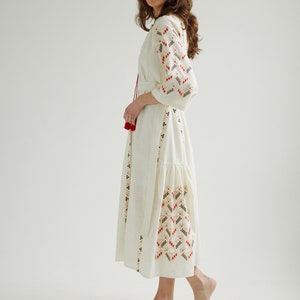 Ukrainian vyshyvanka dress. Embroidered kaftan dress for summer with pockets. Simple wedding dress. IN STOCK image 4