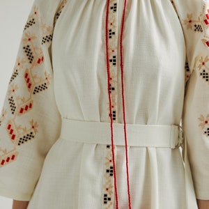 Ukrainian vyshyvanka dress. Embroidered kaftan dress for summer with pockets. Simple wedding dress. IN STOCK image 5