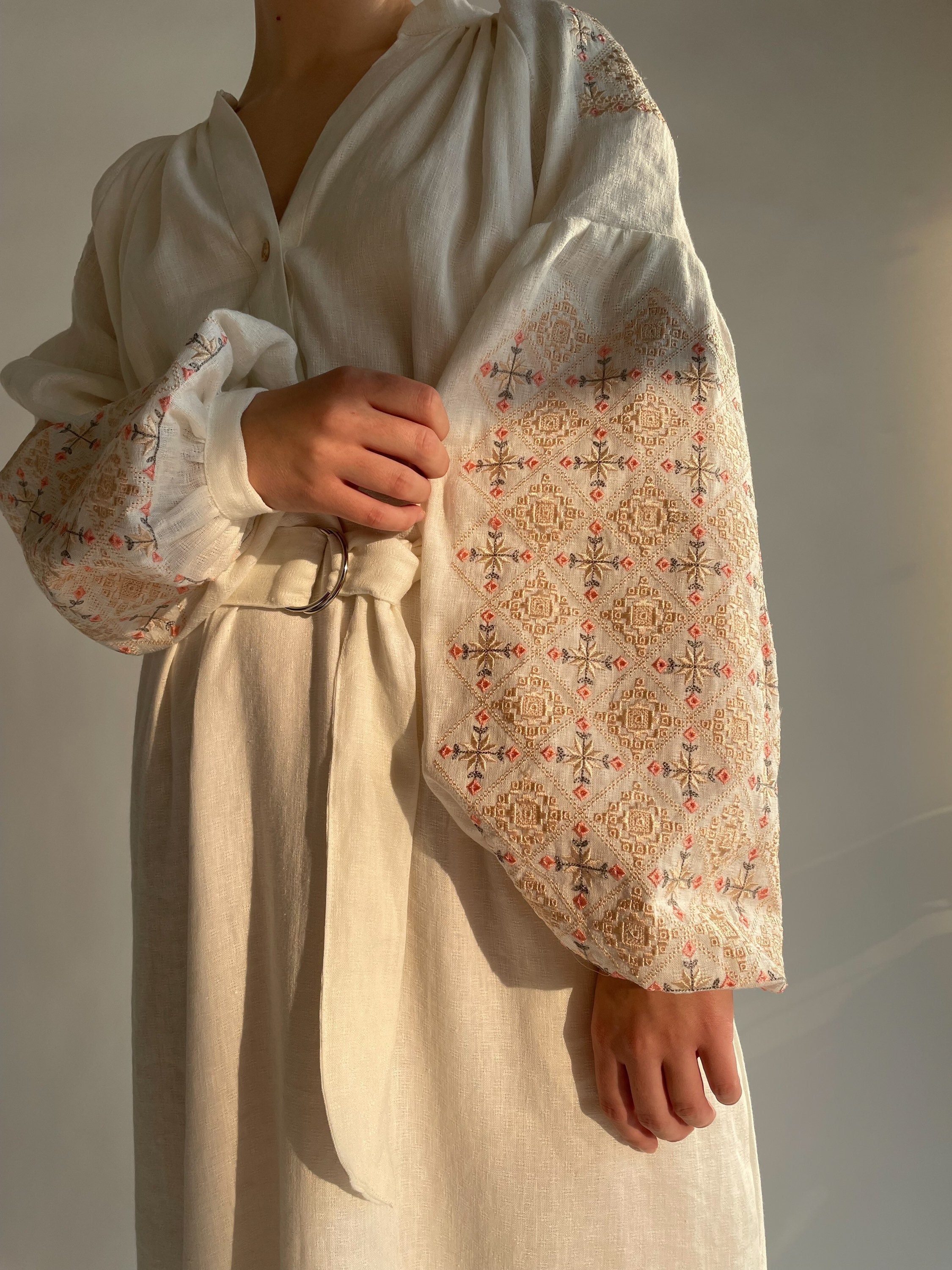 Ukrainian Linen Dress. Embroidered White Dress.summer Luxury ...