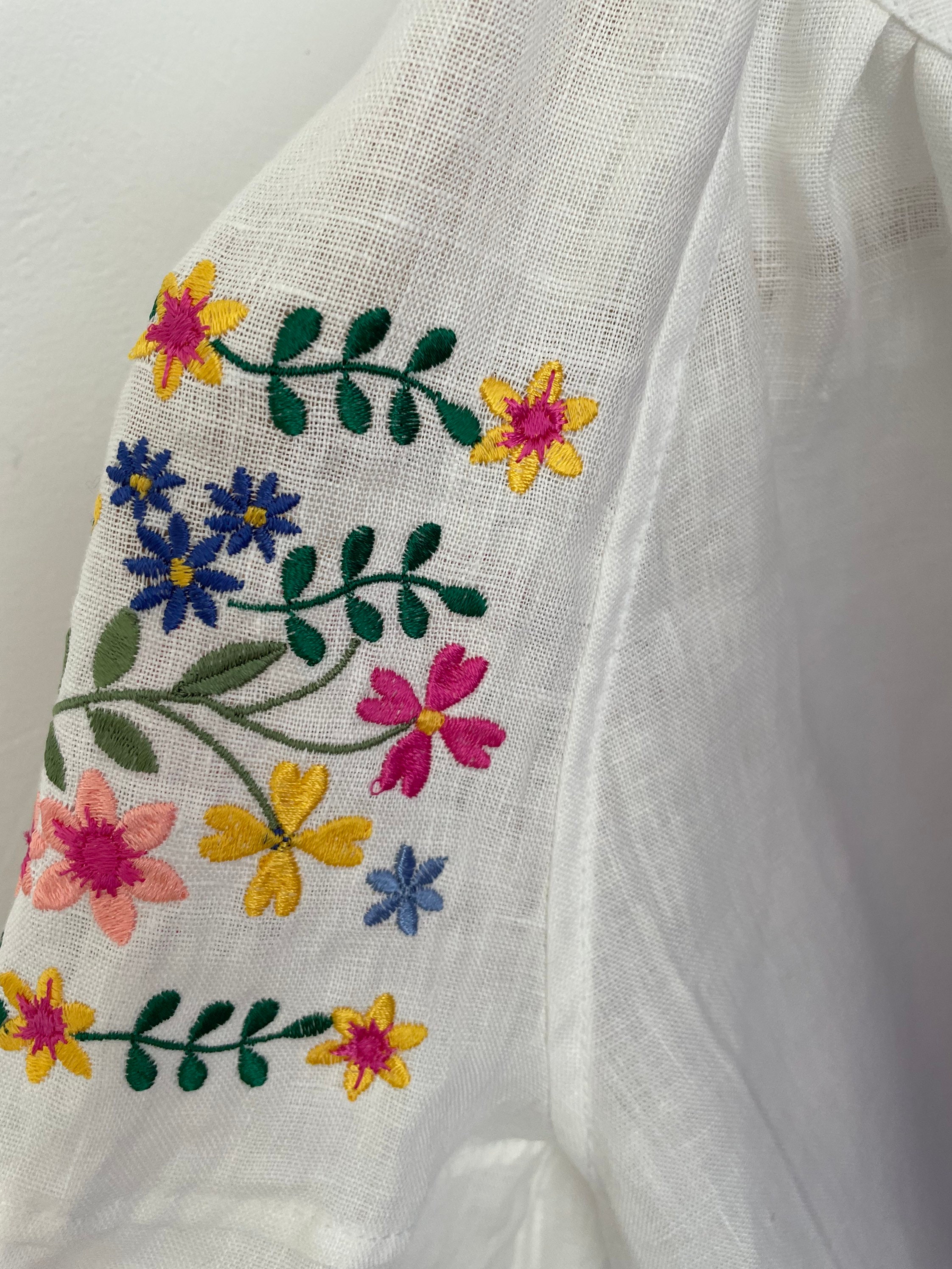 Hungarian Embroidered Blouse. White Linen Vyshyvanka Blouse. - Etsy